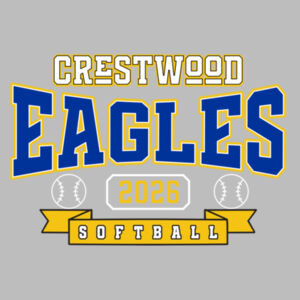 Crestwood Eagles Softball Design 3 - Men's Textured Mixed Media Midweight Hooded Sweatshirt Design