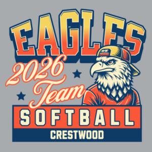 Crestwood Eagles Softball Design 5 - Youth Core Fleece Crewneck Sweatshirt Design