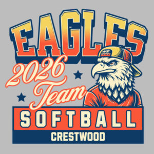 Crestwood Eagles Softball Design 5 - Men's Textured Mixed Media Midweight Hooded Sweatshirt Design
