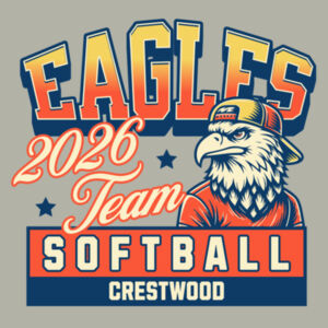 Crestwood Eagles Softball Design 5 - Club Fleece Sleeve Swoosh Pullover Hoodie Design