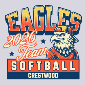 Crestwood Eagles Softball Design 5 - Essential Fleece Full Zip Hooded Sweatshirt Design