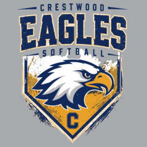 Crestwood Eagles Softball Design 6 on a - Youth Core Fleece Pullover Hooded Sweatshirt Design