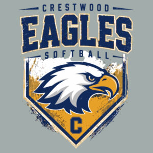 Crestwood Eagles Softball Design 6 on a - Core Fleece Pullover Hooded Sweatshirt Design