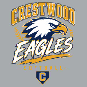 Crestwood Eagles Softball Design 7 (Front & Back Print) on a - Youth Core Fleece Full Zip Hooded Sweatshirt Design