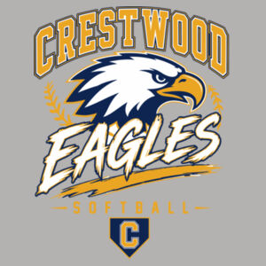 Crestwood Eagles Softball Design 7 (Front & Back Print) on a - Powerblend ® Pullover Hoodie Design