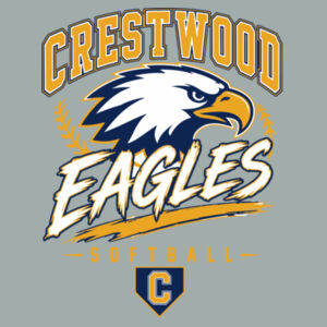 Crestwood Eagles Softball Design 7 (Front & Back Print) on a - Core Fleece Pullover Hooded Sweatshirt Design