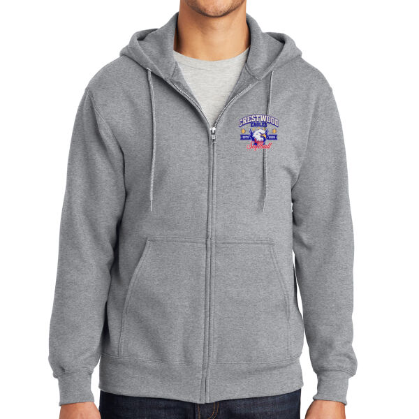 Crestwood Eagles Softball Design 1 on a Port & Co ® - Essential Fleece Full Zip Hooded Sweatshirt Thumbnail
