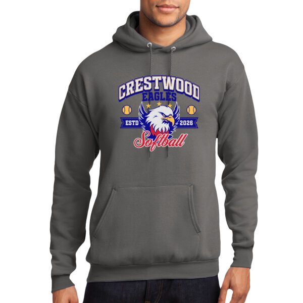 Crestwood Eagles Softball Design 1 on a Port & Co ® - Core Fleece Pullover Hooded Sweatshirt Thumbnail