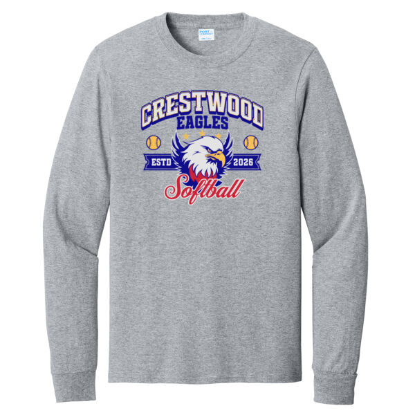 Crestwood Eagles Softball Design 1 on a Port & Co ® - Long Sleeve Core Cotton Tee Thumbnail