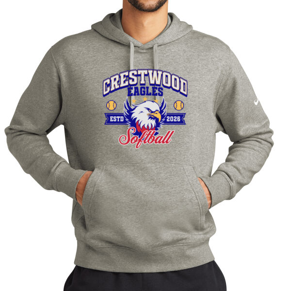 Crestwood Eagles Softball Design 1 on a NIke ® - Club Fleece Sleeve Swoosh Pullover Hoodie Thumbnail