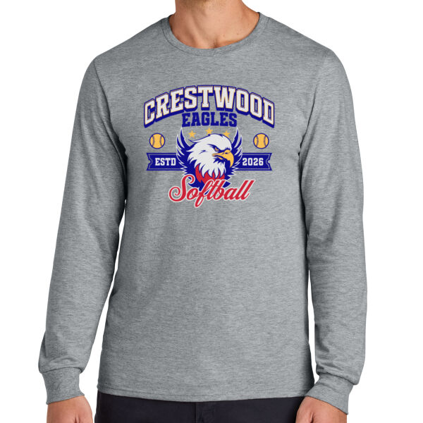 Crestwood Eagles Softball Design 1 on a Jerzees Classics ® - Classics Unisex Cotton Long Sleeve T Shirt Thumbnail