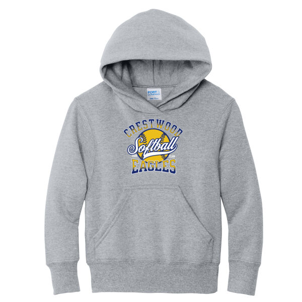 Crestwood Eagles Softball Design 2 on a Port & Co. ® - Youth Core Fleece Pullover Hooded Sweatshirt Thumbnail