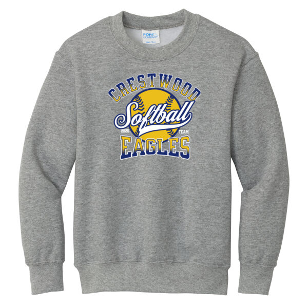 Crestwood Eagles Softball Design 2 on a Port & Co. ® - Youth Core Fleece Crewneck Sweatshirt Thumbnail