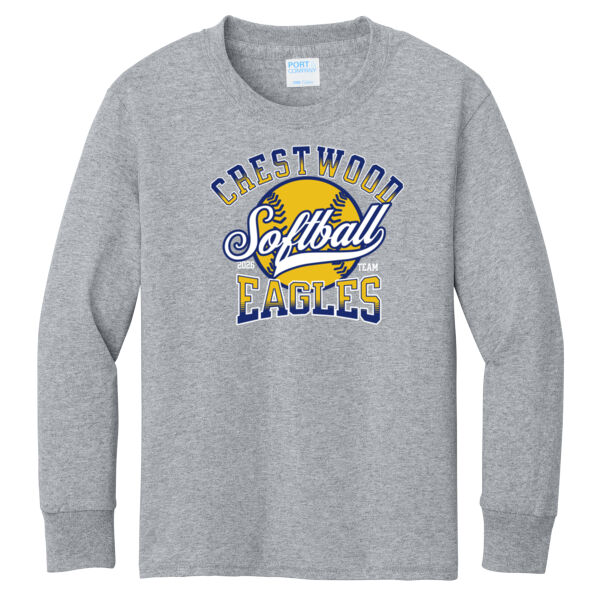 Crestwood Eagles Softball Design 2 on a Port & Co. ® - Youth Long Sleeve Core Cotton Tee Thumbnail