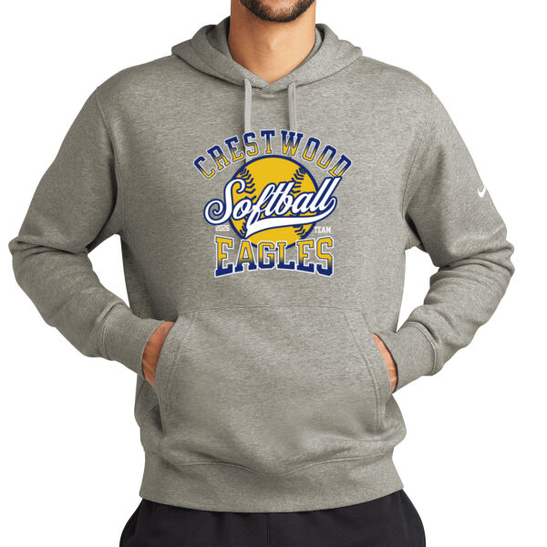 Crestwood Eagles Softball Design 2 on a Nike ® - Club Fleece Sleeve Swoosh Pullover Hoodie Thumbnail