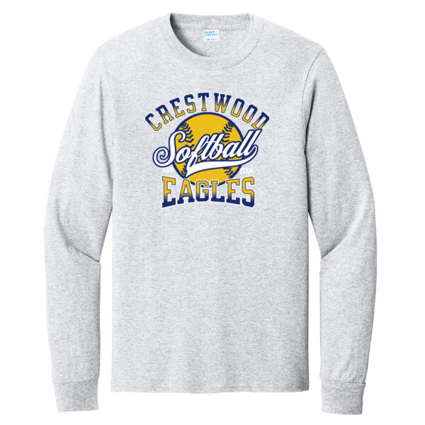 Crestwood Eagles Softball Design 2 on a Port & Co ® - Long Sleeve Core Cotton Tee Thumbnail