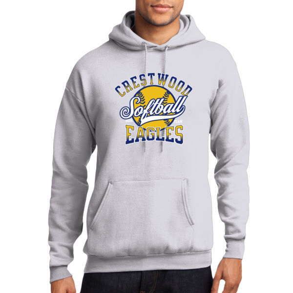 Crestwood Eagles Softball Design 2 on a Port & Co ® - Core Fleece Pullover Hooded Sweatshirt Thumbnail