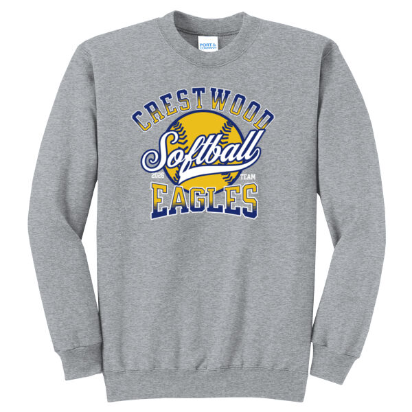 Crestwood Eagles Softball Design 2 on a Port & Co ® - Core Fleece Crewneck Sweatshirt Thumbnail