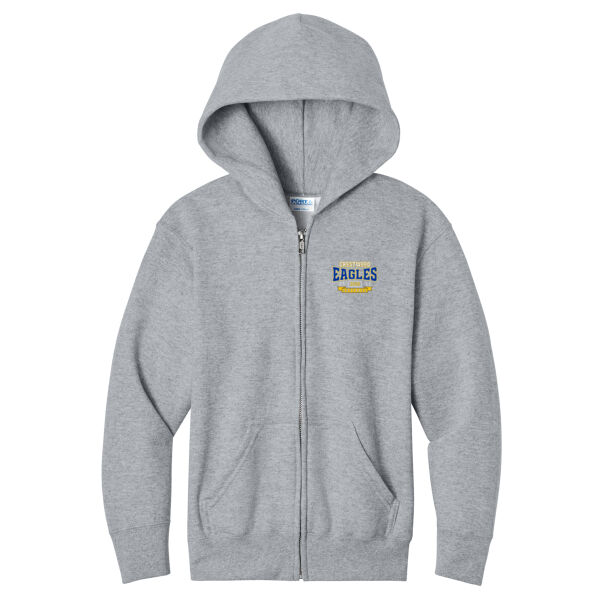 Crestwood Eagles Softball Design 3 on a Port & Co ® - Youth Core Fleece Full Zip Hooded Sweatshirt Thumbnail