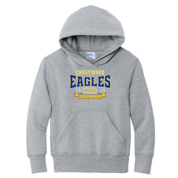 Crestwood Eagles Softball Design 3 on a Port & Co ® - Youth Core Fleece Pullover Hooded Sweatshirt Thumbnail