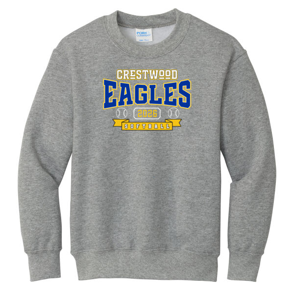 Crestwood Eagles Softball Design 3 on a Port & Co ® - Youth Core Fleece Crewneck Sweatshirt Thumbnail