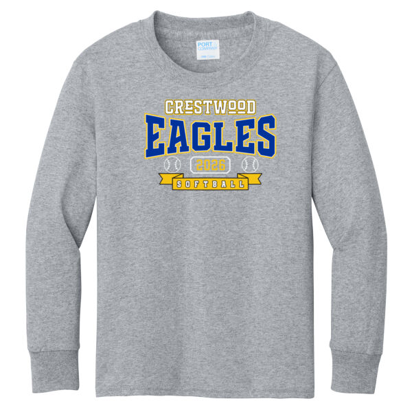 Crestwood Eagles Softball Design 3 on a Port & Co ® - Youth Long Sleeve Core Cotton Tee Thumbnail