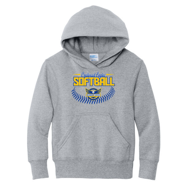 Crestwood Eagles Softball Design 4 - Youth Core Fleece Pullover Hooded Sweatshirt Thumbnail