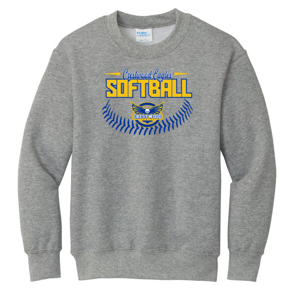 Crestwood Eagles Softball Design 4 - Youth Core Fleece Crewneck Sweatshirt Thumbnail