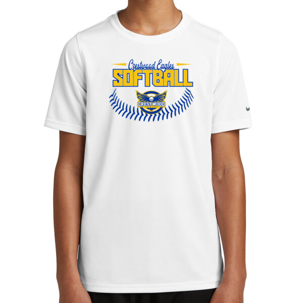 Crestwood Eagles Softball Design 4 - Youth Swoosh Sleeve rLegend Tee Thumbnail