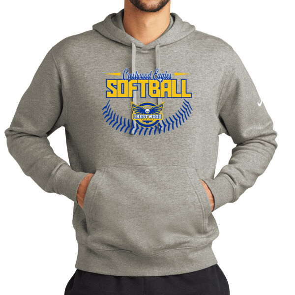 Crestwood Eagles Softball Design 4 - Club Fleece Sleeve Swoosh Pullover Hoodie Thumbnail