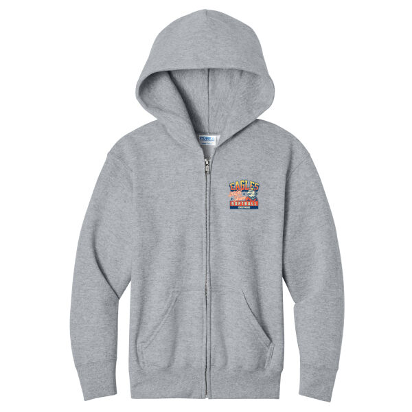 Crestwood Eagles Softball Design 5 - Youth Core Fleece Full Zip Hooded Sweatshirt Thumbnail
