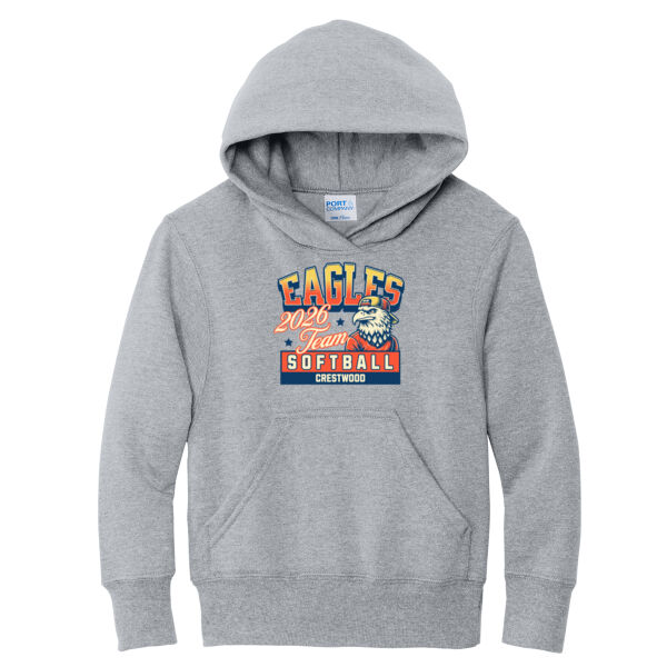 Crestwood Eagles Softball Design 5 - Youth Core Fleece Pullover Hooded Sweatshirt Thumbnail