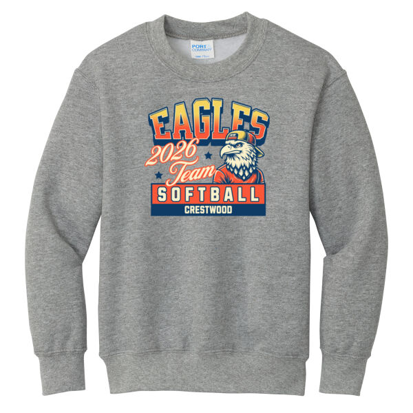 Crestwood Eagles Softball Design 5 - Youth Core Fleece Crewneck Sweatshirt Thumbnail