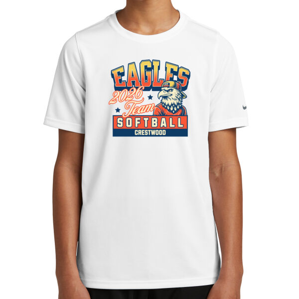 Crestwood Eagles Softball Design 5 - Youth Swoosh Sleeve rLegend Tee Thumbnail
