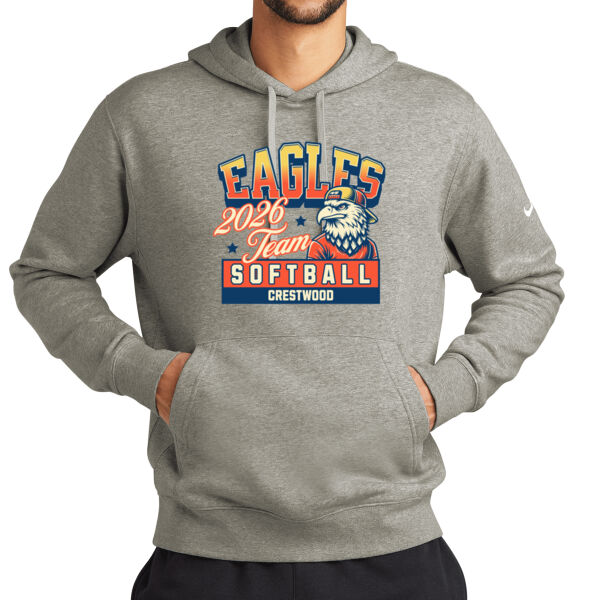 Crestwood Eagles Softball Design 5 - Club Fleece Sleeve Swoosh Pullover Hoodie Thumbnail