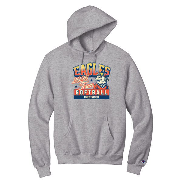 Crestwood Eagles Softball Design 5 - Powerblend ® Pullover Hoodie Thumbnail