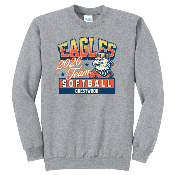 Crestwood Eagles Softball Design 5 - Core Fleece Crewneck Sweatshirt Thumbnail