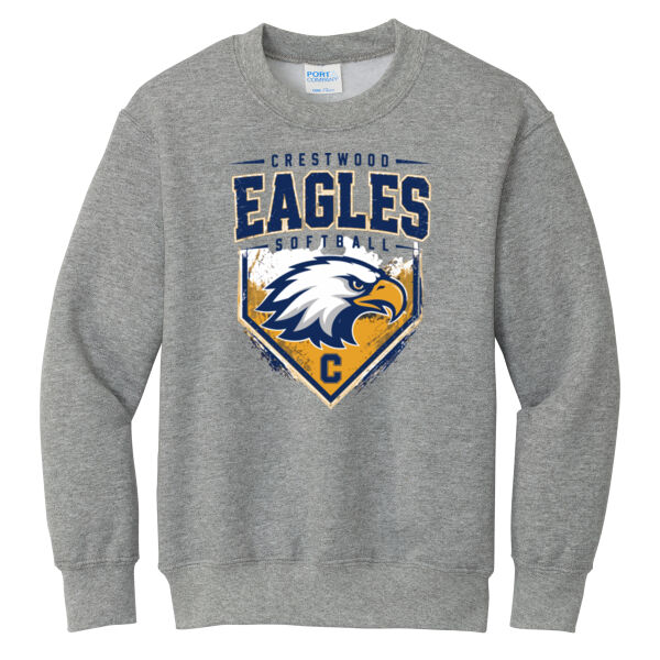 Crestwood Eagles Softball Design 6 on a - Youth Core Fleece Crewneck Sweatshirt Thumbnail