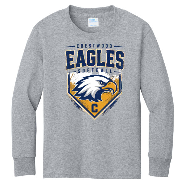 Crestwood Eagles Softball Design 6 on a - Youth Long Sleeve Core Cotton Tee Thumbnail