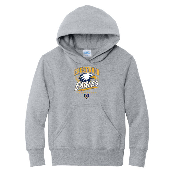 Crestwood Eagles Softball Design 7 (Front & Back Print) on a - Youth Core Fleece Pullover Hooded Sweatshirt Thumbnail