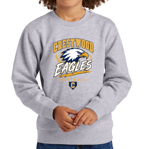 Crestwood Eagles Softball Design 7 (Front & Back Print) on a - Youth V.I.T. Fleece Crew Thumbnail