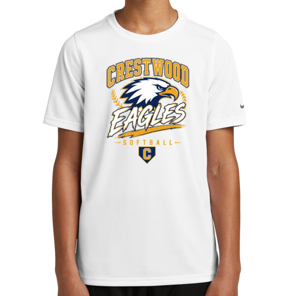 Crestwood Eagles Softball Design 7 (Front & Back Print) on a - Youth Swoosh Sleeve rLegend Tee Thumbnail