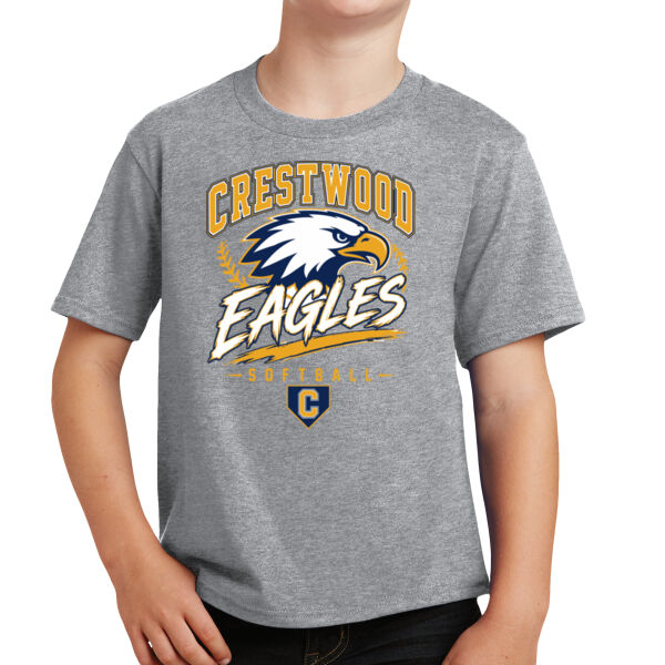 Crestwood Eagles Softball Design 7 (Front & Back Print) on a - Youth Fan Favorite Tee Thumbnail