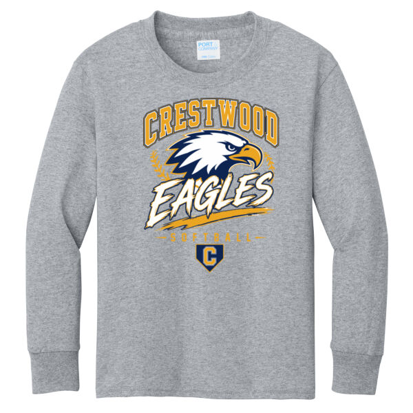 Crestwood Eagles Softball Design 7 (Front & Back Print) on a - Youth Long Sleeve Core Cotton Tee Thumbnail
