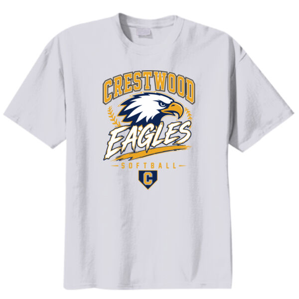 Crestwood Eagles Softball Design 7 (Front & Back Print) on a - 50/50 Youth Core Blend Tee Thumbnail