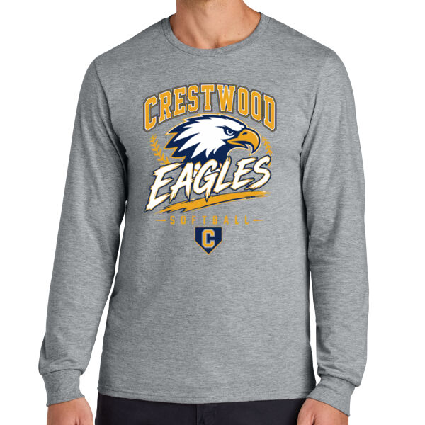 Crestwood Eagles Softball Design 7 (Front & Back Print) on a - Classics Unisex Cotton Long Sleeve T Shirt Thumbnail
