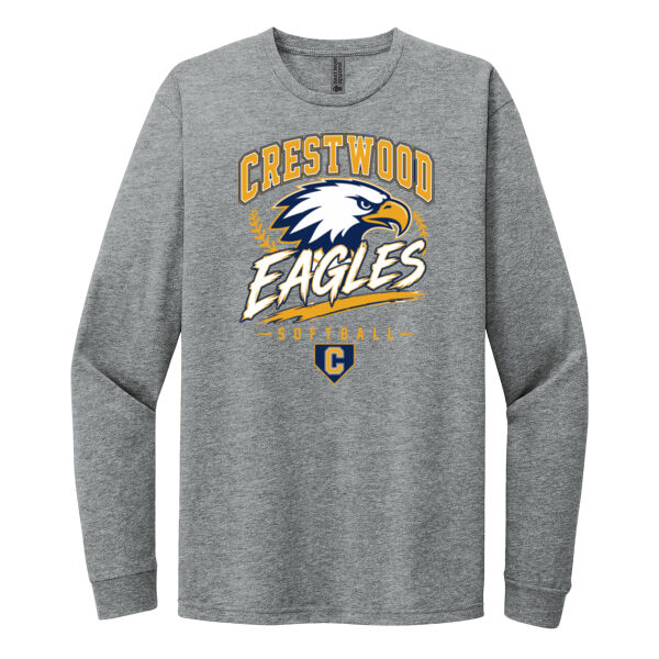 Crestwood Eagles Softball Design 7 (Front & Back Print) on a - Adult CVC Long Sleeve Tee Thumbnail