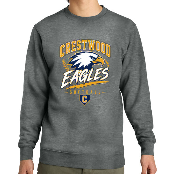 Crestwood Eagles Softball Design 7 (Front & Back Print) on a - V.I.T. Fleece Crew Thumbnail