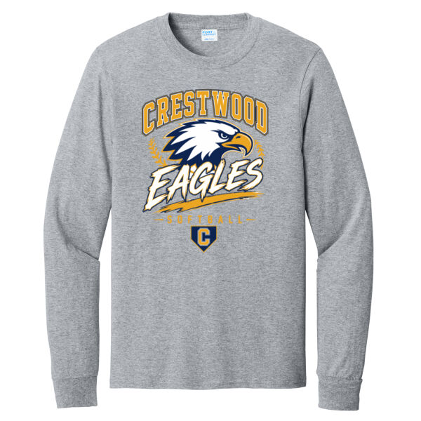 Crestwood Eagles Softball Design 7 (Front & Back Print) on a - Long Sleeve Core Cotton Tee Thumbnail