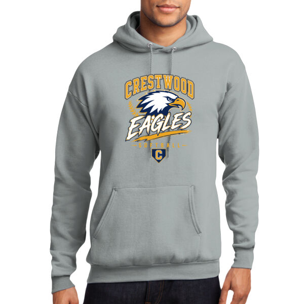 Crestwood Eagles Softball Design 7 (Front & Back Print) on a - Core Fleece Pullover Hooded Sweatshirt Thumbnail